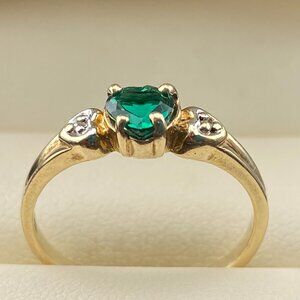 10K Rushmore Gold Co. Black Hills Gold Ring Chrome Diopside Diamonds Sz. 6.5